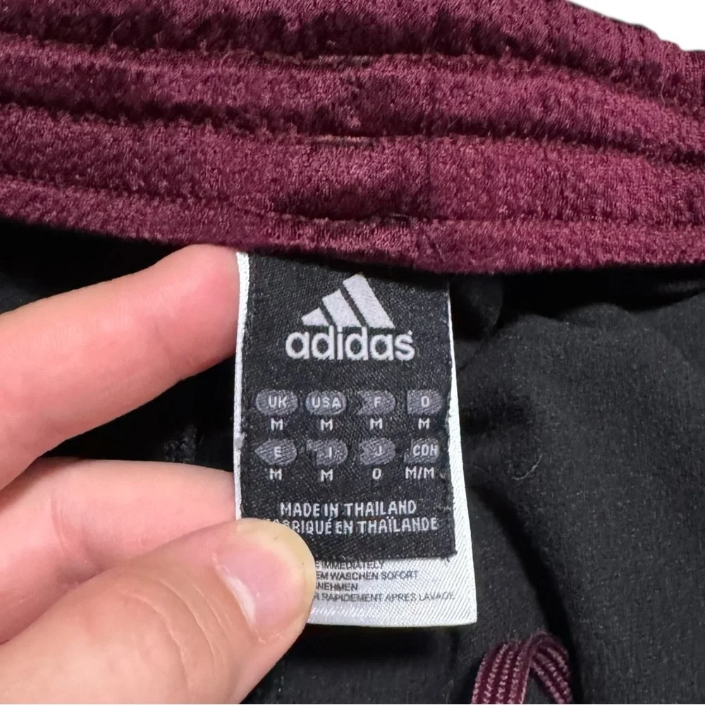 Adidas 100% Polyester Black Maroon Straight Leg Track Pants‎ Men's Medium